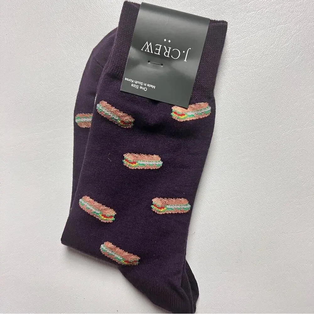 J.Crew Men's Sandwich Print Graphic Design Trouser Socks Onesize NWT